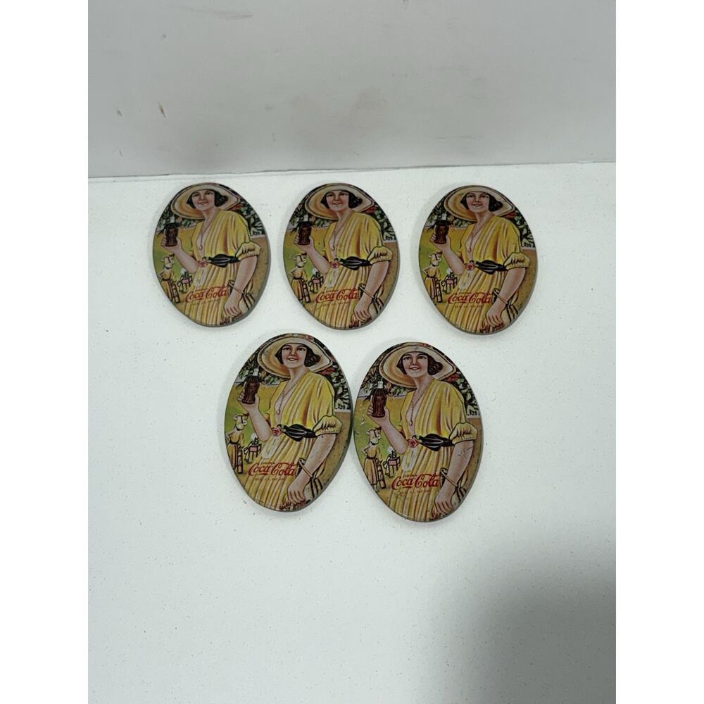 Vintage Coca Cola Coke Pocket Mirror Lot Of 5 - Lady 1973 Memorabilia Oval Shape